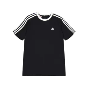 Adidas Essentials 3-Stripes Cotton Loose Fit Boyfriend T-Shirt Black