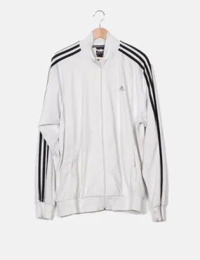 White Adidas sweatshirt with zipper detail