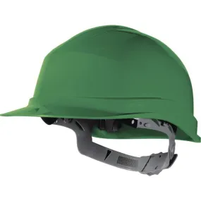 Adjustable construction helmet with sliding adjustment.