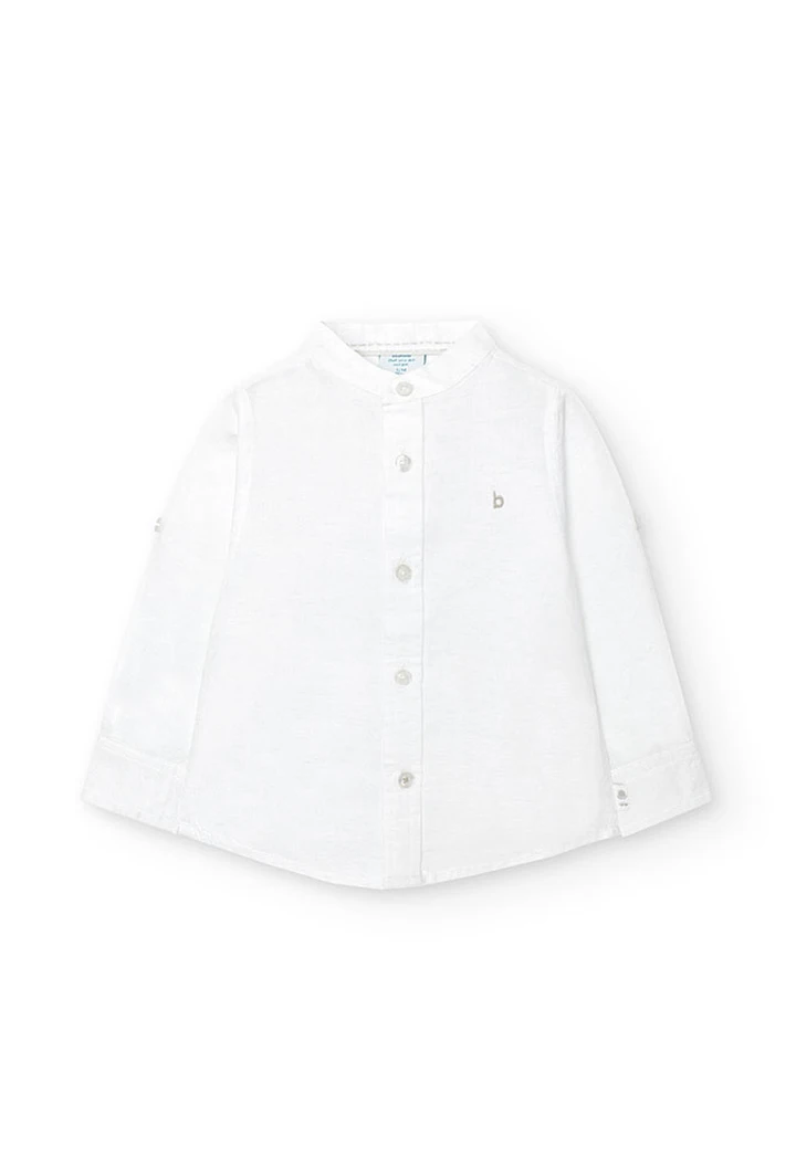 Baby boy linen shirt in white.