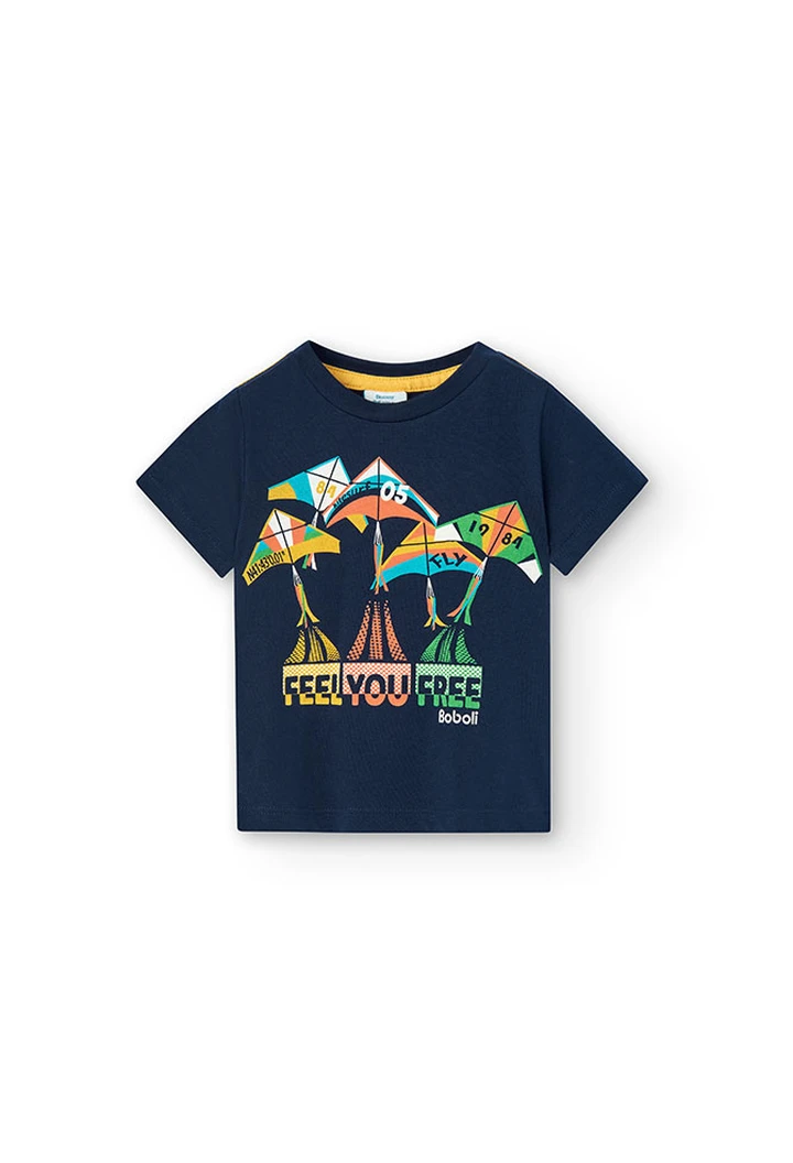 Baby Boy Navy Blue Knit T-shirt
