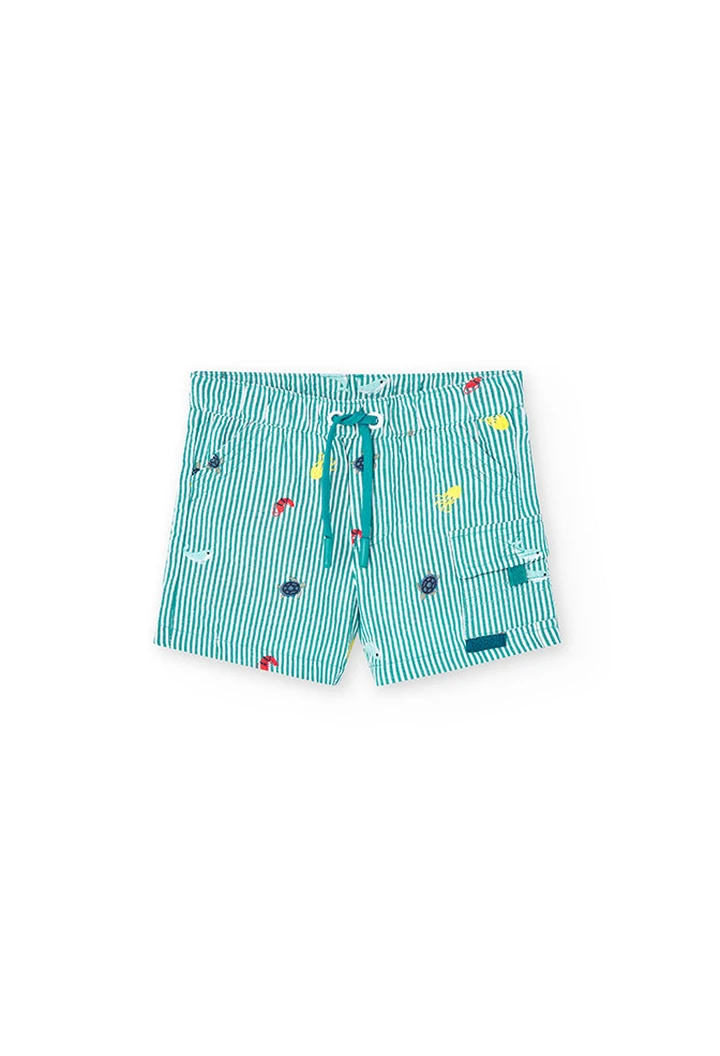 Baby boy's striped poplin Bermuda shorts