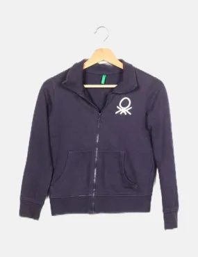 Benetton Navy Blue Zippered Detail Sweatshirt