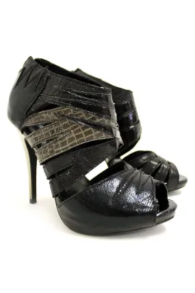 Black Reptile Print Platform