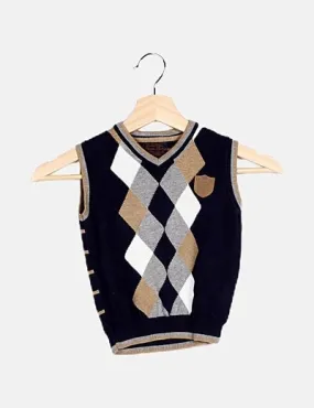 Blue diamond-patterned mayoral vest