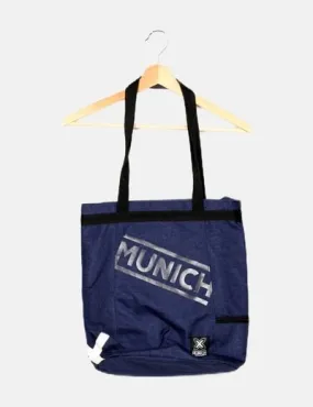 Blue Munich Tote Bag with Navy Print