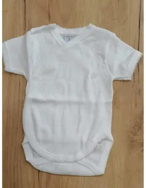 Body de manga corta de canale con motivos perforado de oso Babidu