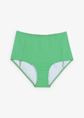 High-waisted recycled polyamide Opal Green bikini bottom.