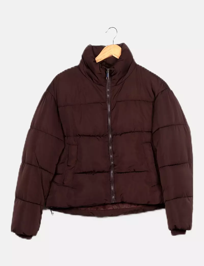 Brown Padded Primark Quilted Feather Coat