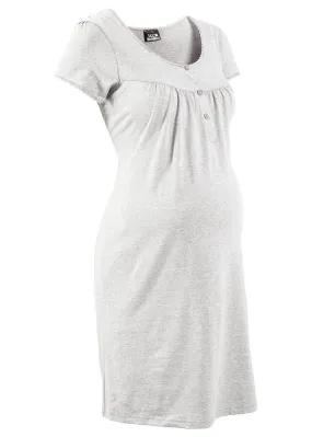 Organic Cotton Light Gray Marl Nursing Gown