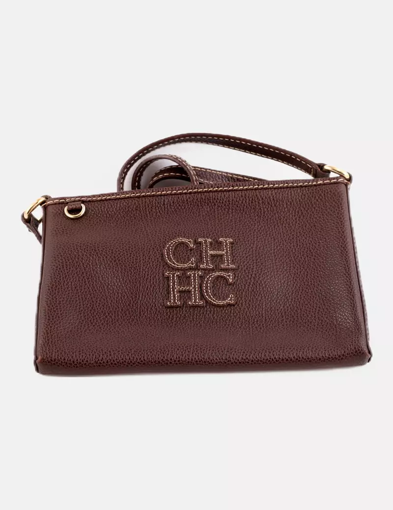 Carolina Herrera Brown Logo Detail Handbag