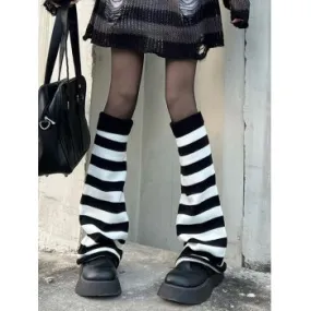 Contrast Striped Knit Leg Warmers