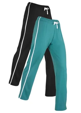 Cotton Straight Cut Sweatpants (2 Pairs) Black-Turquoise Cobalt Matte