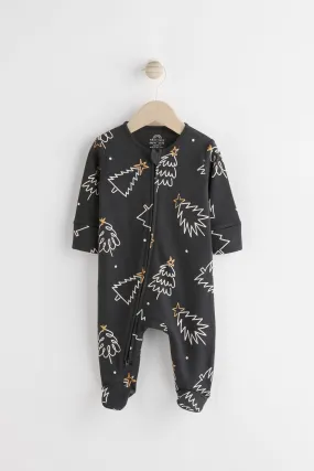 Gris - Matching Family Baby Christmas Tree Sleepsuit (0mths-3yrs)