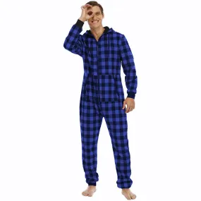 Men's Flannel One-Piece Pajama Jumpsuit Homewear