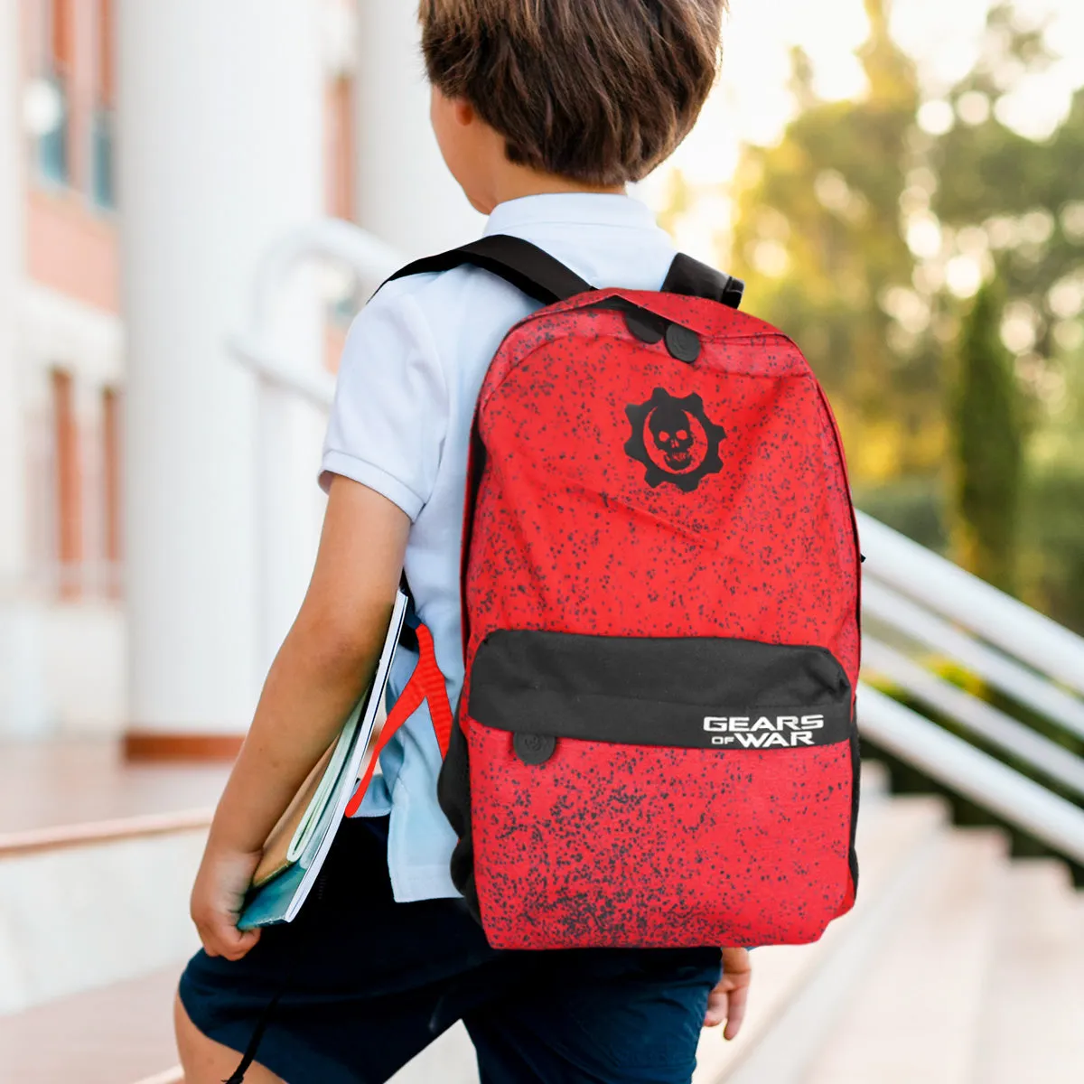 Mochila Escolar con Diseo de Gears of War, color Rojo