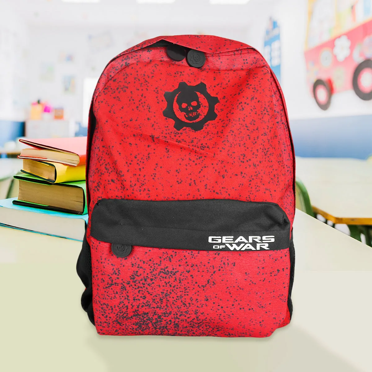 Mochila Escolar con Diseo de Gears of War, color Rojo