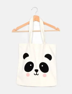 NoName white printed tote bag.