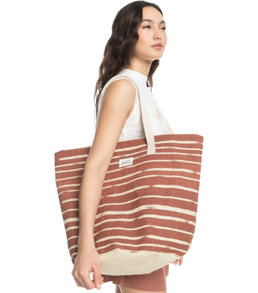 Orange Slice Tote Bag by ROXY - Cedar Wood Striped Design
