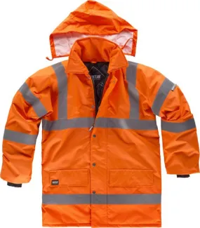 Orange high visibility padded parka
