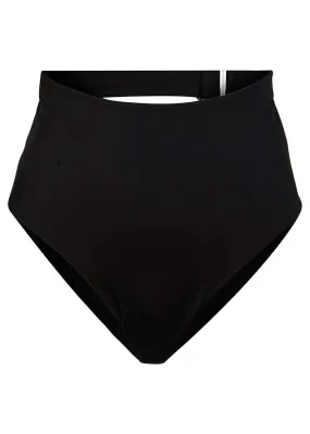Recycled polyamide high-waisted bikini bottom with adjustable width in Black.