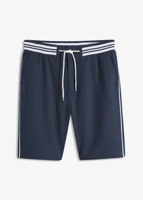 Recycled polyester beach shorts with ribbed waist Navy Blue.