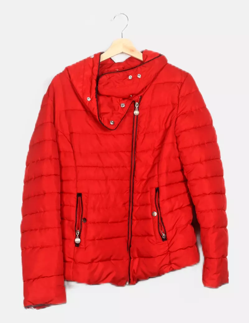 Red Quilted Puffer Jacket by NoName