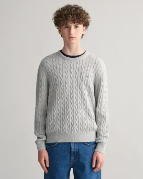 Shield Teens cotton cable-knit round neck sweater