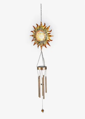 Solar Wind Chime Bell with Golden-Black Crystal Ball Décor