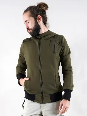 Aegnor Core Olive Green Zip-Up Hoodie