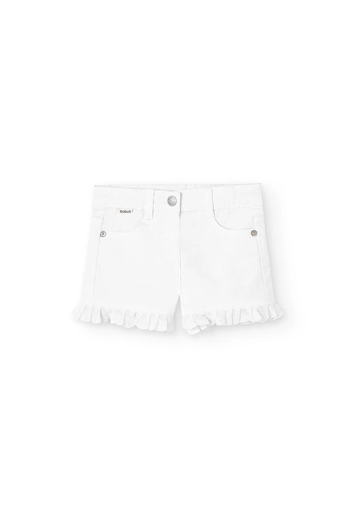 White Elastic Baby Girl Trench Shorts