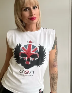White KIN women's T-shirt.