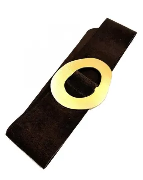 Wide Chocolate Brown Suede Leather Belts